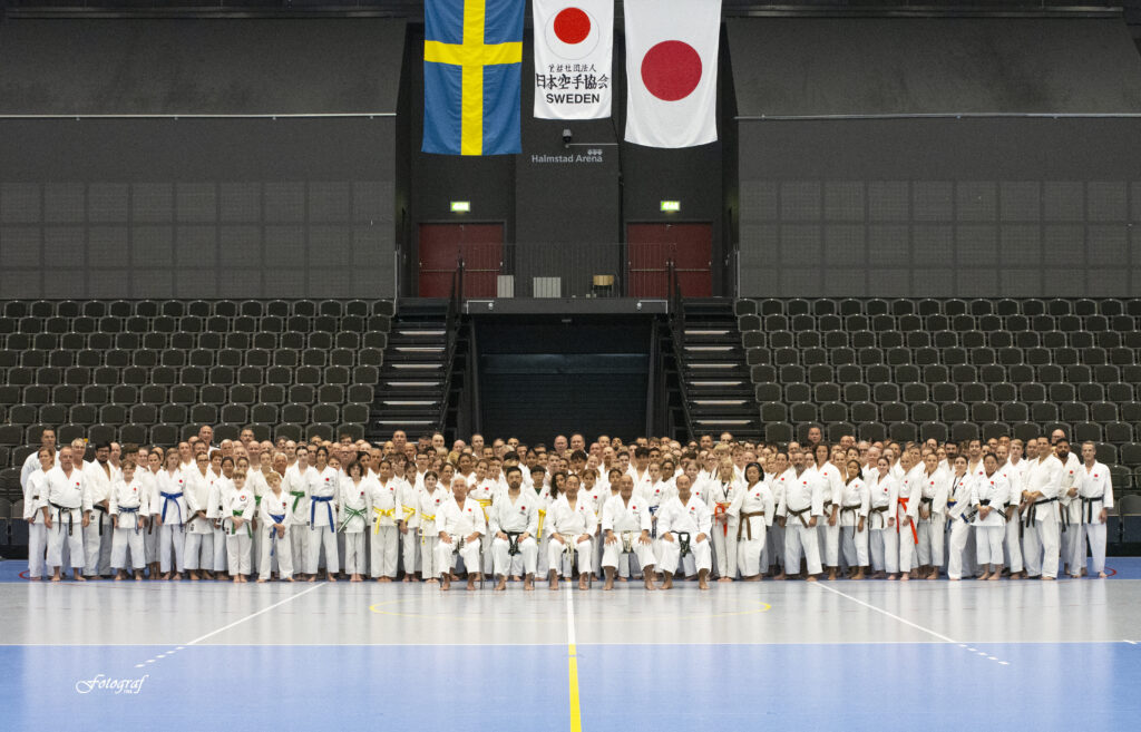 Gruppbild från Zendokai International Camp. Ett läger för karate i Halmstad.